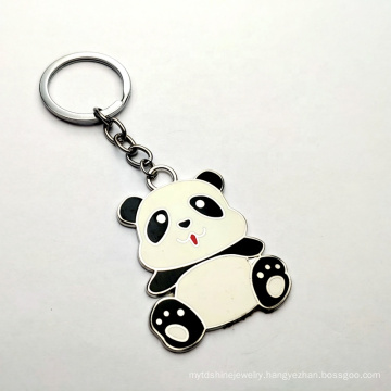 wholesale custom panda shape cute carton animal hard enamel metal key chain